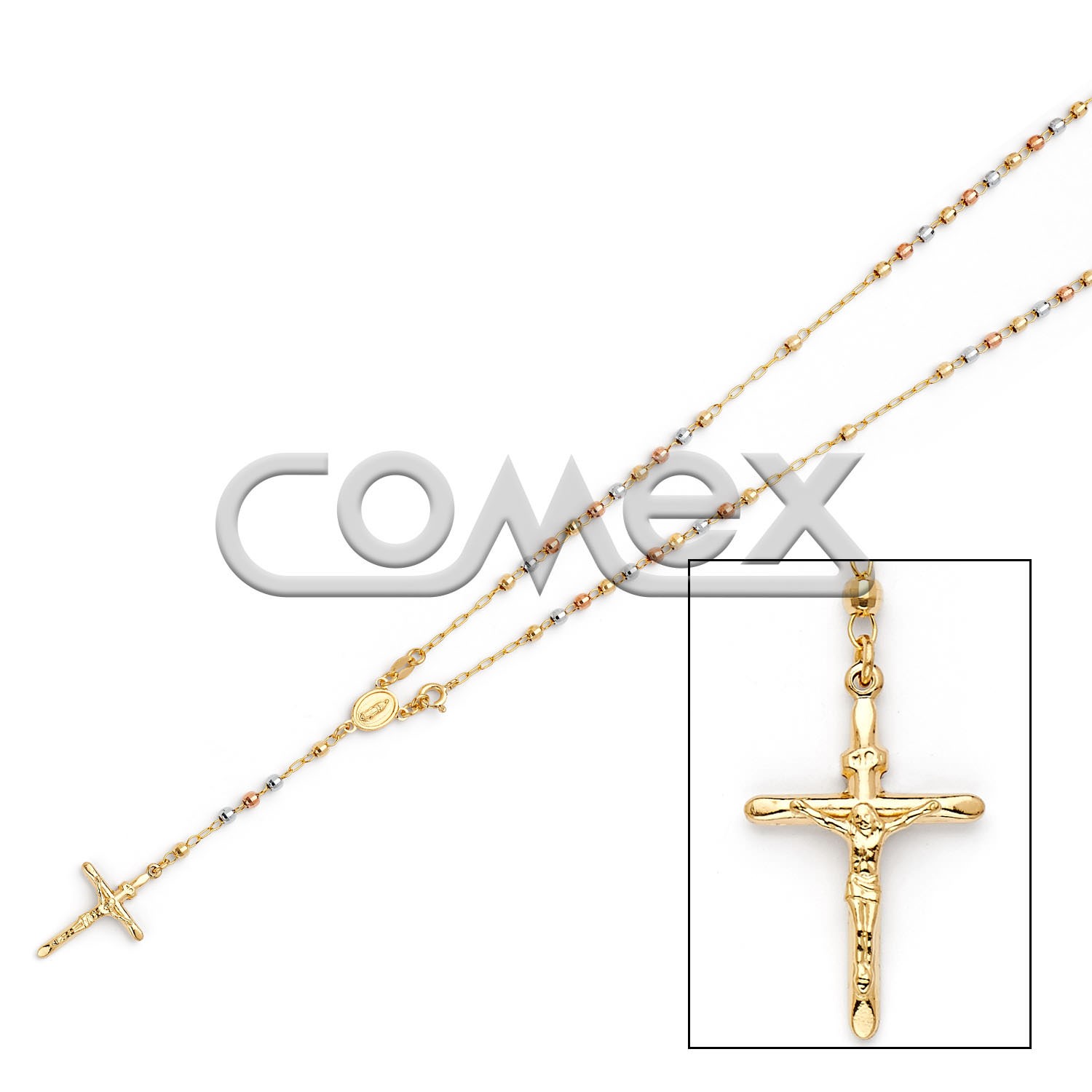 Diamond Cut Rosary Tri Color (3.0mm)